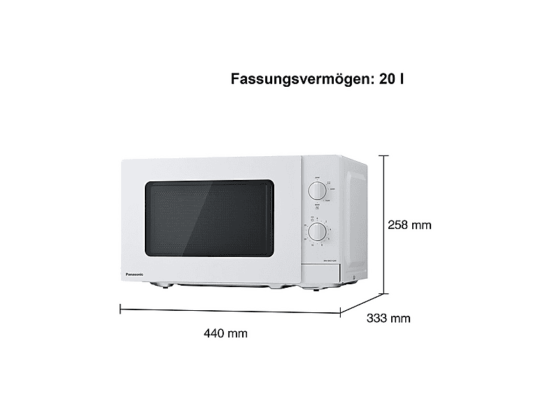 Microondas - Panasonic NN-SM21Q, 800 W, 5 potencia, 20 l, Blanco