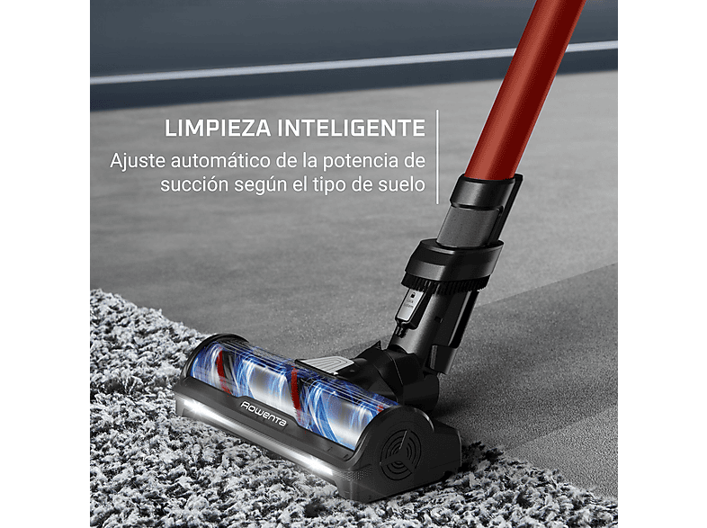 Aspirador escoba - Rowenta RH9A73 X - Force Flex 13.60 Animal Care, 380 W, 0.65 L, 60 min, Sin cables, Multisuperficie, Especial mascotas, Rojo