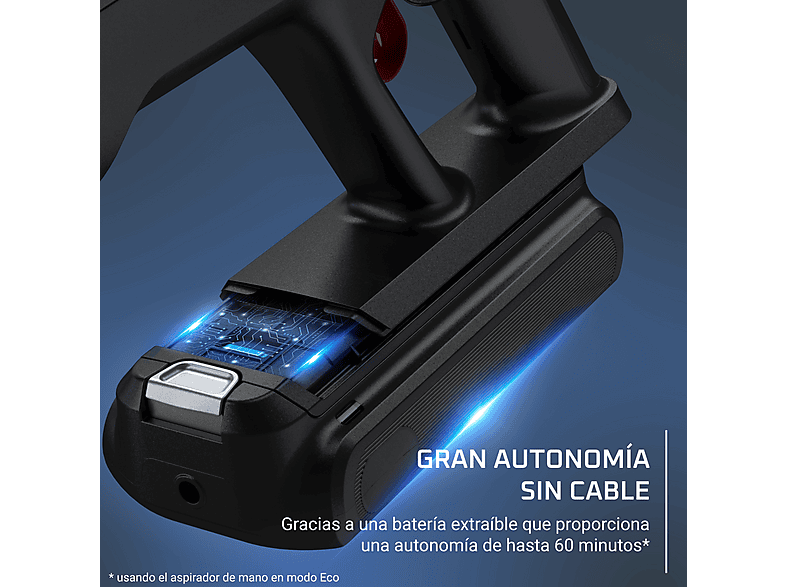 Aspirador escoba - Rowenta RH9A73 X - Force Flex 13.60 Animal Care, 380 W, 0.65 L, 60 min, Sin cables, Multisuperficie, Especial mascotas, Rojo