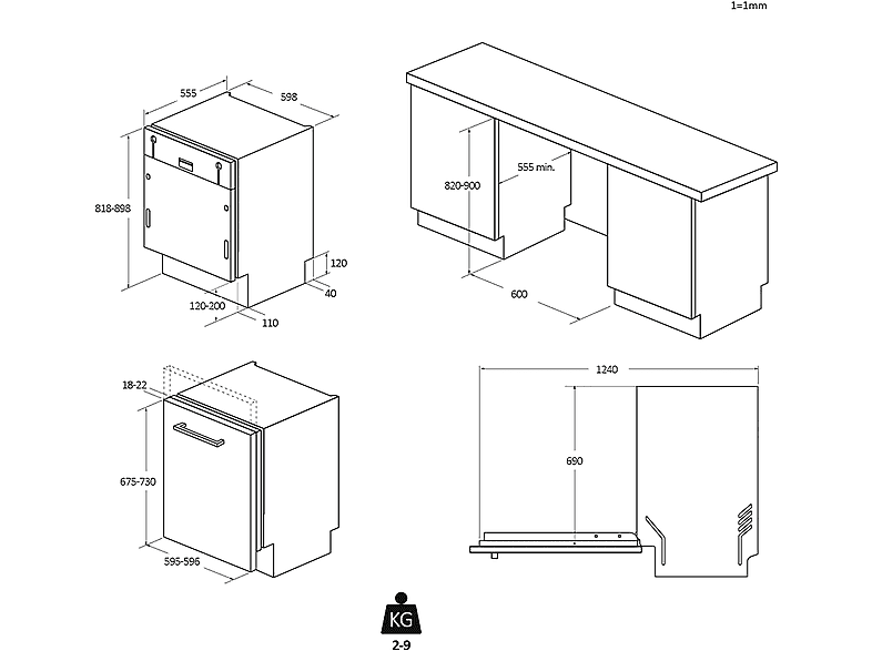 Lavavajillas Integrable - Candy Rapidó CI 3E7L0W2, 13 Servicios, 5 Programas, 60 cm, Wifi, Motor inverter, Sin panelar