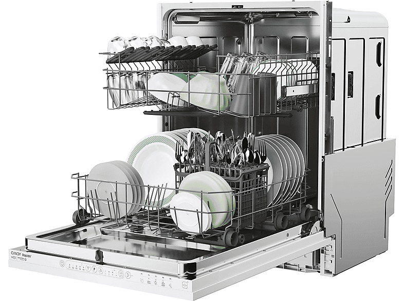 Lavavajillas Integrable - Candy Rapidó CI 3E7L0W2, 13 Servicios, 5 Programas, 60 cm, Wifi, Motor inverter, Sin panelar