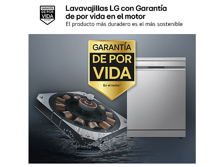 Lavavajillas - LG DF587HVS, 10 servicios, 10 programas, 60 cm, Lavado a vapor, Acero  antihuellas