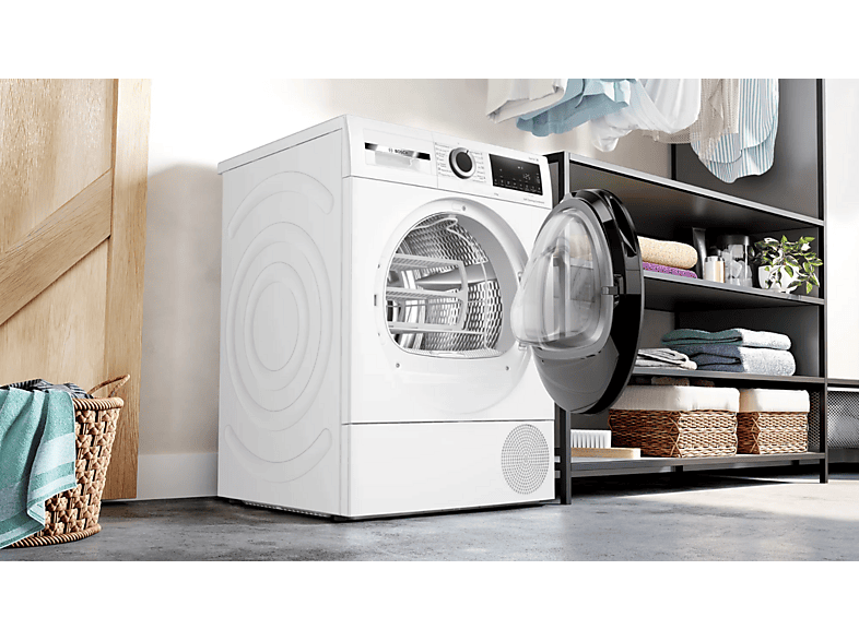 Secadora bomba de calor - Bosch WQG245D0ES, Serie 6, 9 kg, 15 programas, AutoDry, Condensador Autolimpiante, Blanco