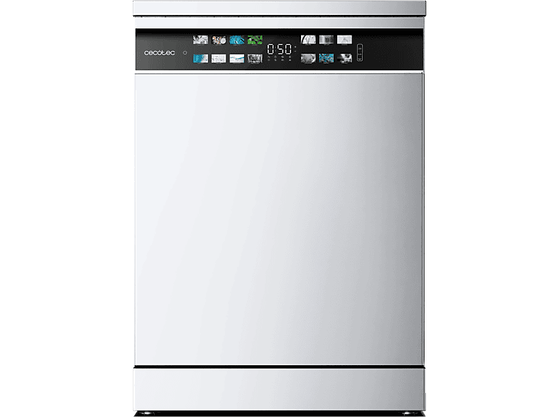 Lavavajillas - Cecotec Bolero Aguazero 6700 B, 15 cubiertos, 14 programas, Motor Inverter Plus, Clase B, Pantalla FullColor XXL, 60 cm, White