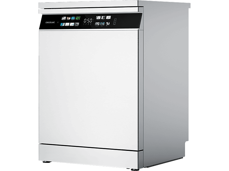 Lavavajillas - Cecotec Bolero Aguazero 6700 B, 15 cubiertos, 14 programas, Motor Inverter Plus, Clase B, Pantalla FullColor XXL, 60 cm, White