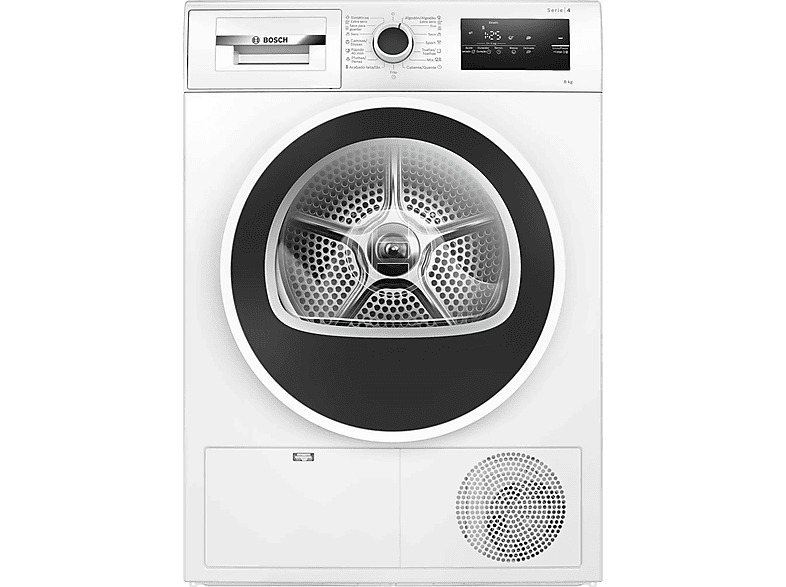 Secadora bomba de calor - Bosch WTR83200ES, Serie 4, 8 kg, 11 programas, AutoDry, Easy Clean, Blanco