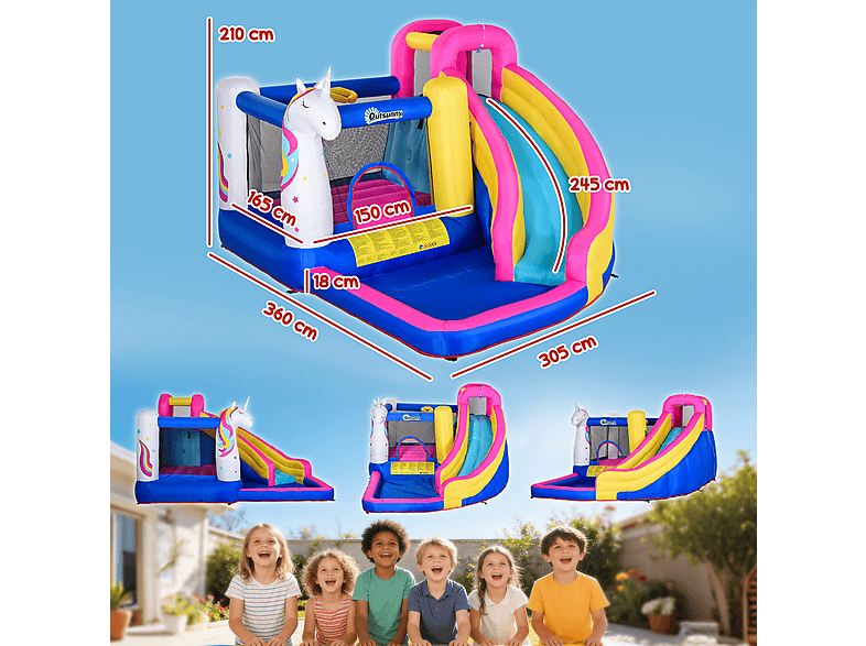 Castillo Inflable Infantil - Outsunny 342-027V90, a partir de 3 año(s), Multicolor