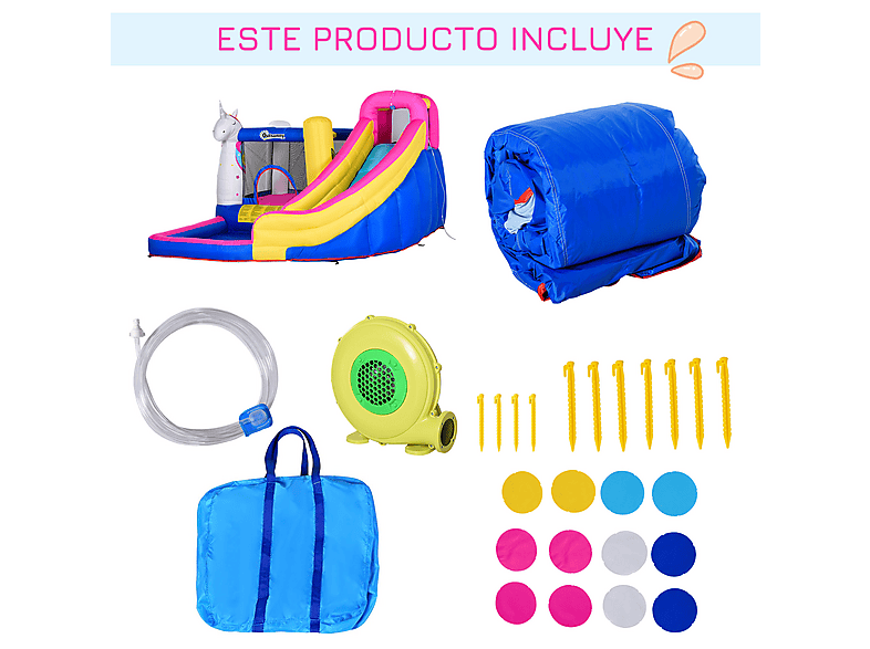 Castillo Inflable Infantil - Outsunny 342-027V90, a partir de 3 año(s), Multicolor