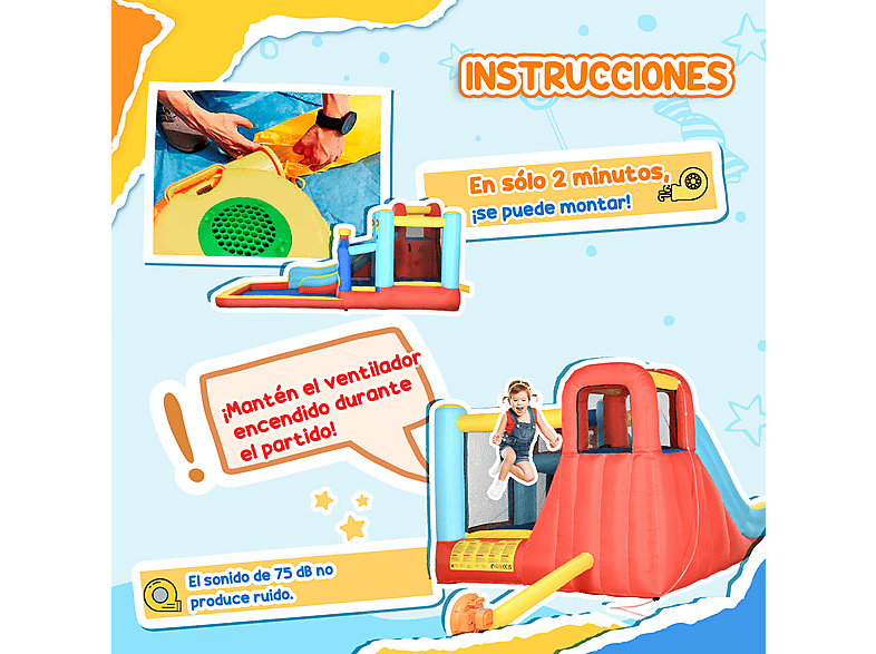 Castillo Hinchable - Outsunny 342-058V90, a partir de 3 año(s), Multicolor