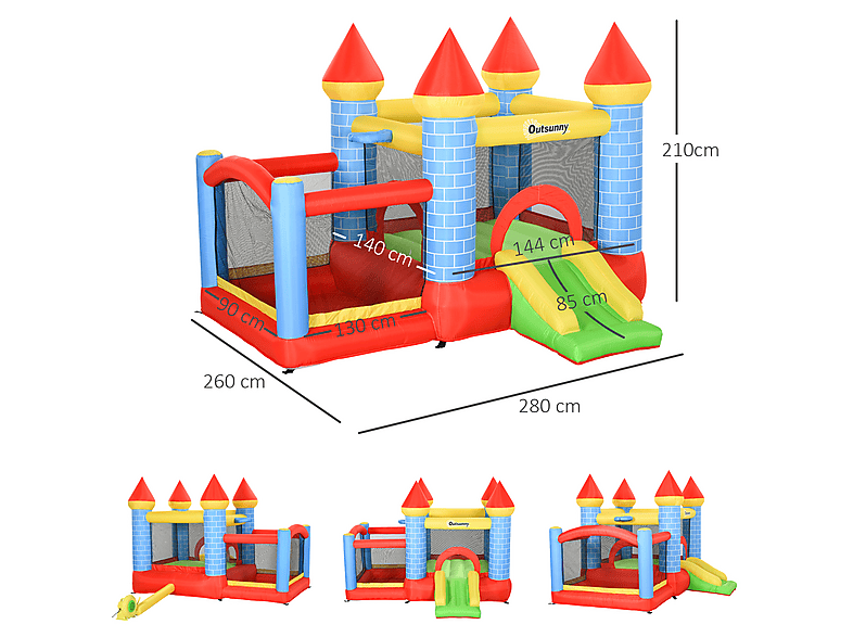 Castillo Inflable Infantil - Outsunny 300x275x210 cm, a partir de 3 año(s), Multicolor