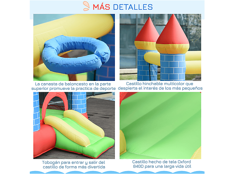 Castillo Inflable Infantil - Outsunny 300x275x210 cm, a partir de 3 año(s), Multicolor