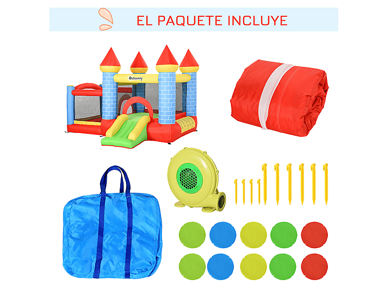 Castillo Inflable Infantil - Outsunny 300x275x210 cm, a partir de 3 año(s), Multicolor