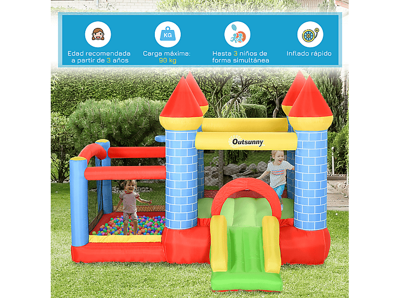 Castillo Inflable Infantil - Outsunny 300x275x210 cm, a partir de 3 año(s), Multicolor