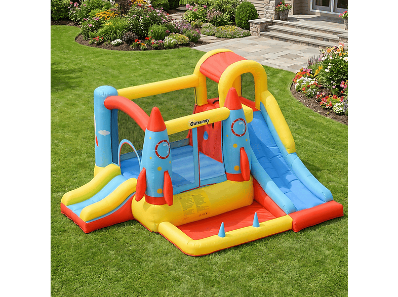 Castillo Hinchable - Outsunny 330x265x185 cm, a partir de 3 año(s), Multicolor