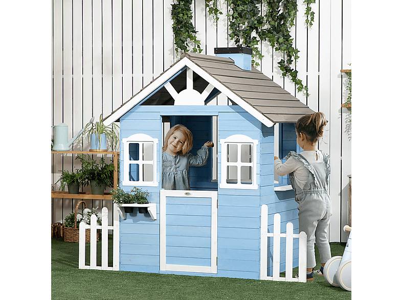 Casa de madera - Outsunny 345-025V00BU, a partir de 3 año(s), Azul