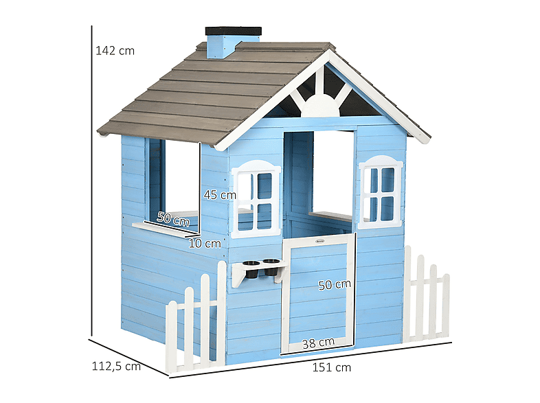 Casa de madera - Outsunny 345-025V00BU, a partir de 3 año(s), Azul