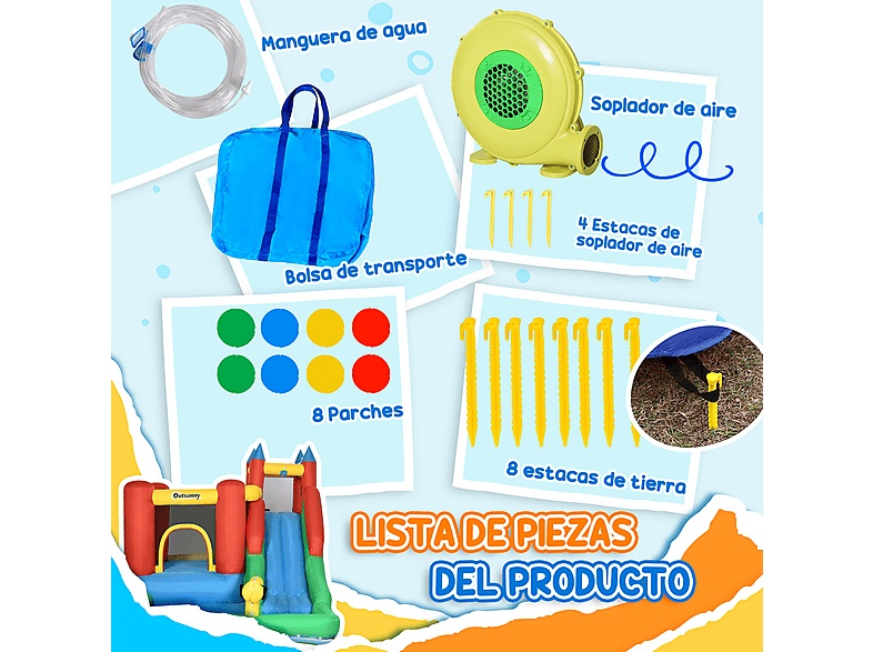 Castillo Hinchable - Outsunny 330x245x215 cm, a partir de 3 año(s), Multicolor