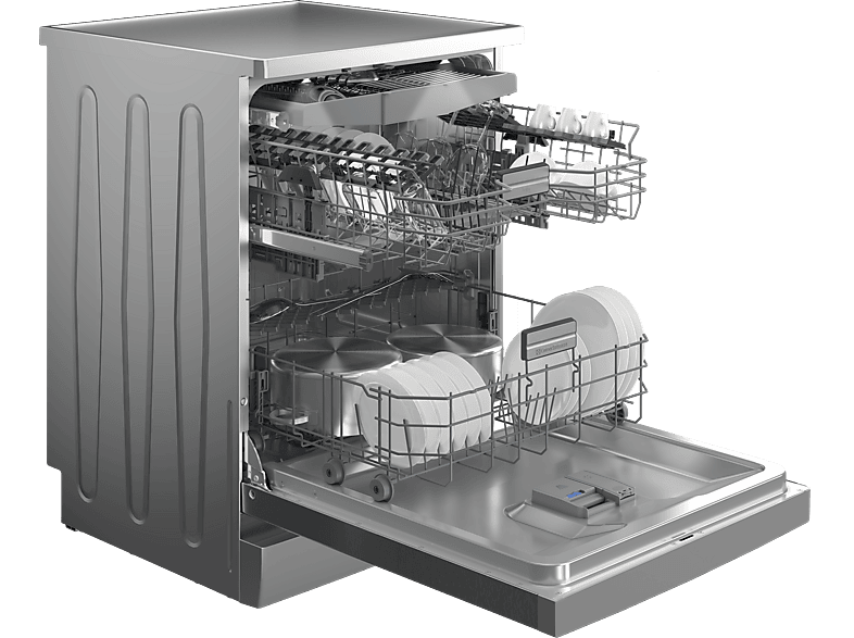 Lavavajillas - Beko BDFN36650XC, 16 Servicios, 11 Programas, 60 cm, Tercera bandeja, CornerIntense, DeepWash, Inox