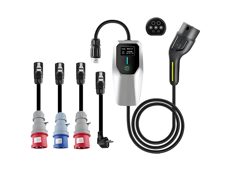 Cargadores vehículos eléctricos - Junsun 6M 22KW Tipo 2 6A-32A, IP67, plateado