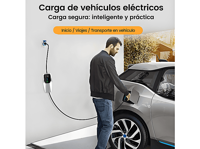 Cargadores vehículos eléctricos - Junsun 6M 22KW Tipo 2 6A-32A, IP67, plateado
