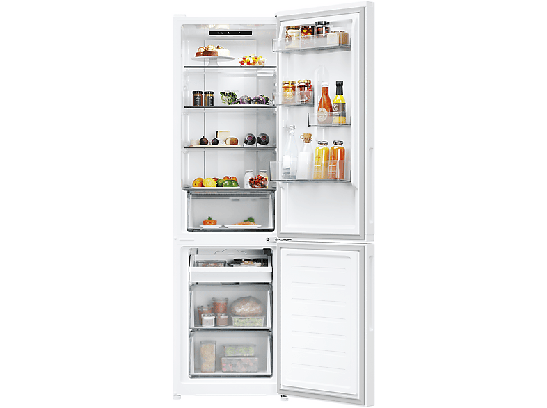Frigorífico combi - Candy City Fresco CNCQ2T518EW, Total No Frost Circle+, 182 cm, 279 l, Iluminación LED, Blanco