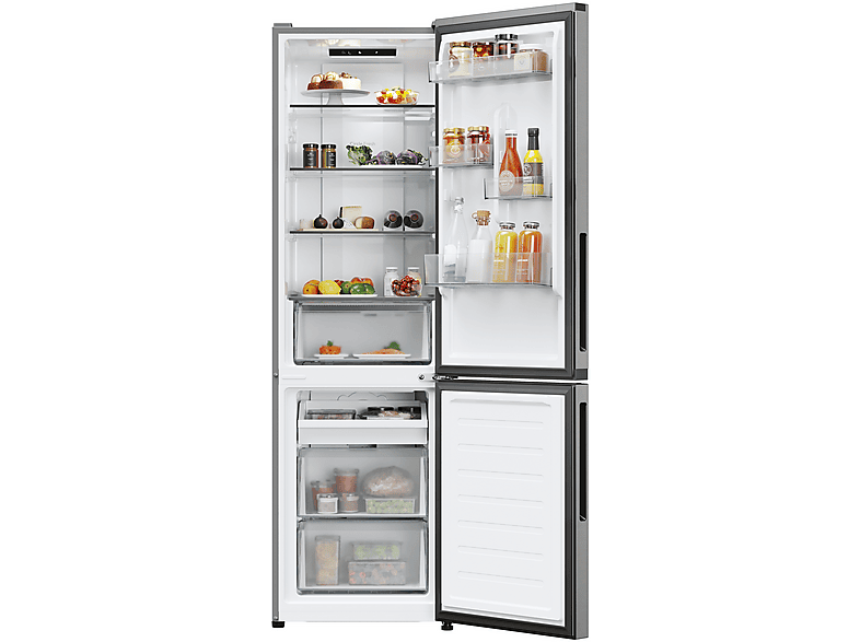 Frigorífico combi - Candy City Fresco CNCQ2T518EX, Total No Frost Circle+, 182 cm, 279 l, Iluminación LED, Inox