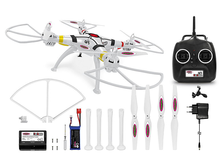 Drone - Jamara Payload GPS Drone Altitude Coming Home, 10 min, Blanco