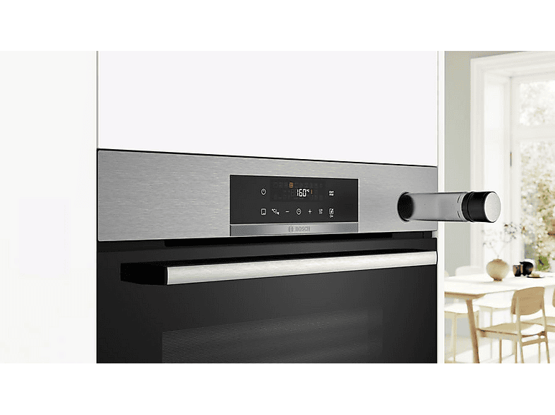 Horno a vapor - Bosch HRG532ES3, Serie 4, Multifunción, Aquálisis, 71 l, 60 cm, 3D Hotair, Panel trasero autolimpiante, Inox