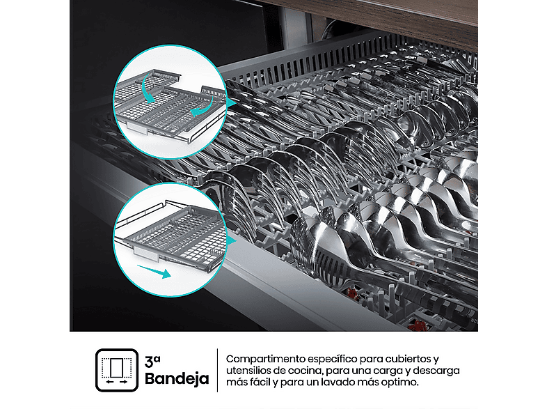 Lavavajillas integrable - Hisense HV673A65, 16 servicios, 7 programas, 59.8 cm, Tercera Bandejea, Wi Fi, Sin Panelar