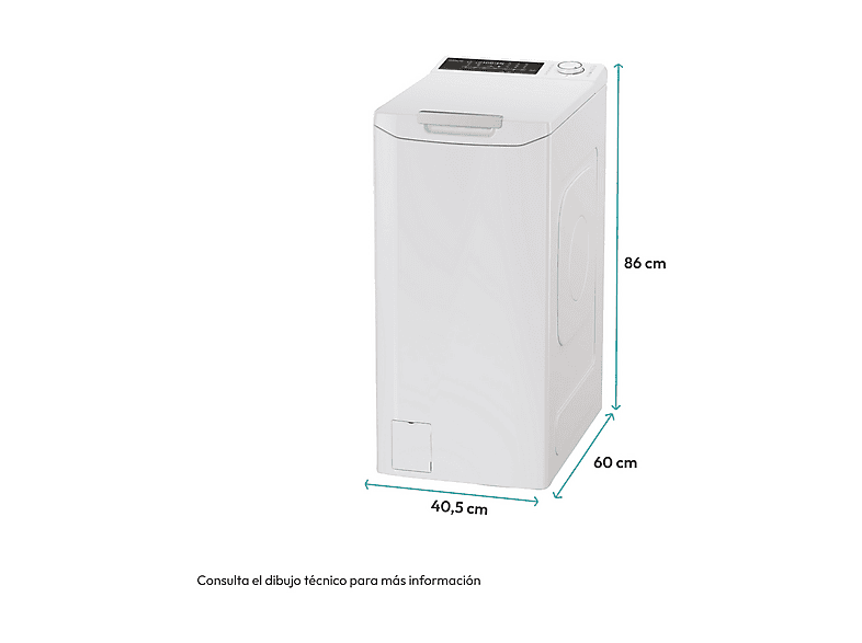 Lavadora carga superior - Candy ProWash 500, 8 kg, 1200 rpm, Motor Inverter, Wi-fi, Blanco