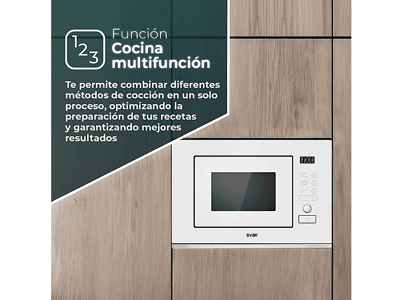 Microondas de integración - Svan SMWI2800DGB, 800 W, 5 potencia, 20 l