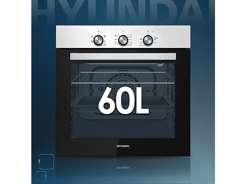 Horno multifunción - Hyundai HHM4700X, Libre instalación, 60 l, 59,6 cm, Inox