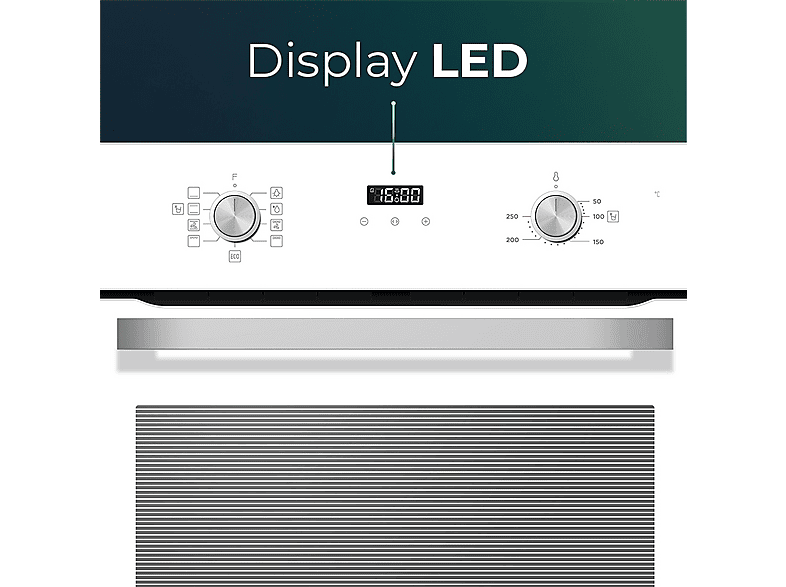 Horno multifunción - Svan SHM8700DCB, Libre instalación, 70 l, 59,5 cm, Cristal blanco