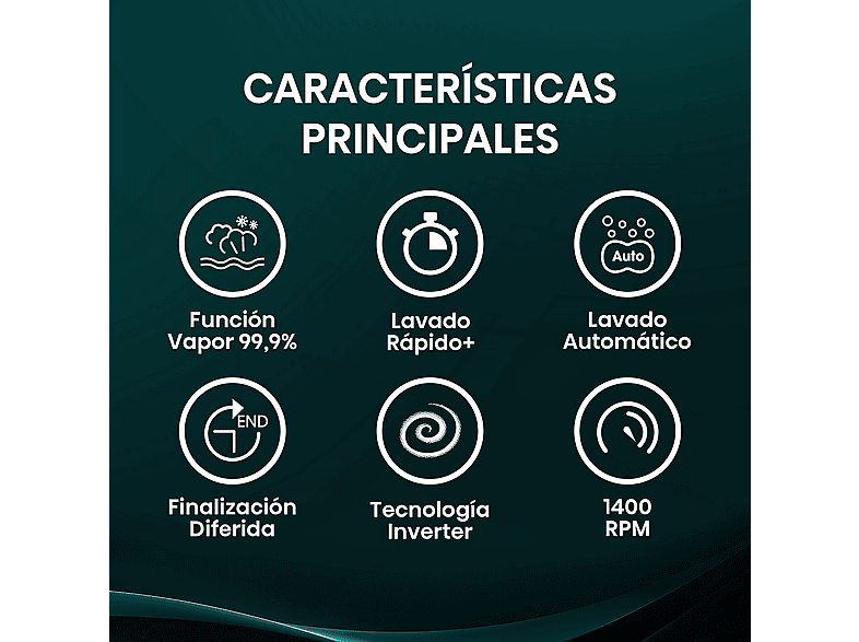 Lavadora carga frontal - Hisense WF1Q1041BW, 10 kg, 1400 Rpm, Función Vapor, Eficiencia A-20%, Blanco