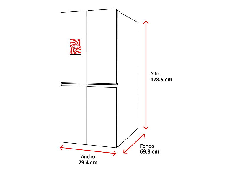 Frigorífico americano - Hisense RQ5P470SYID, Total No Frost, 178.5 cm, 483 l, Wi-Fi, Inverter, Inox