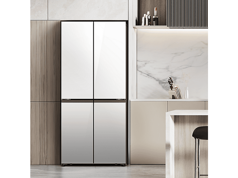 Frigorífico americano - Hisense RQ5P470SETE, Total No Frost, 178.5 cm, 483 l, WiFi, Inverter, Cristal Blanco