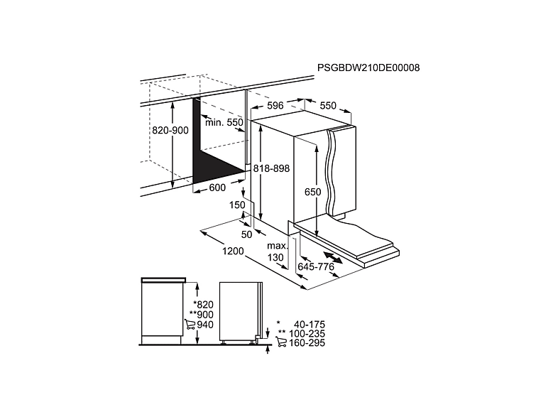 Lavavajillas integrable - AEG FSB34707Z, 14 servicios, 5 programas, 59.6 cm, AirDry, Sin panelar