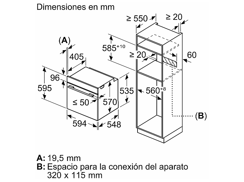 Horno a vapor - Bosch HQA574ES3, Serie 4, Multifunción, Pirolítico y por agua, 71 l, 3D Hot air, HotAir Steam, 60 cm, Inox