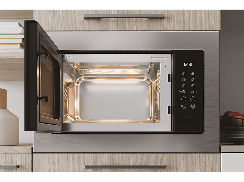 Microondas integrable - Indesit MWI 125 GX.1, 7 potencia, Acero inoxidable