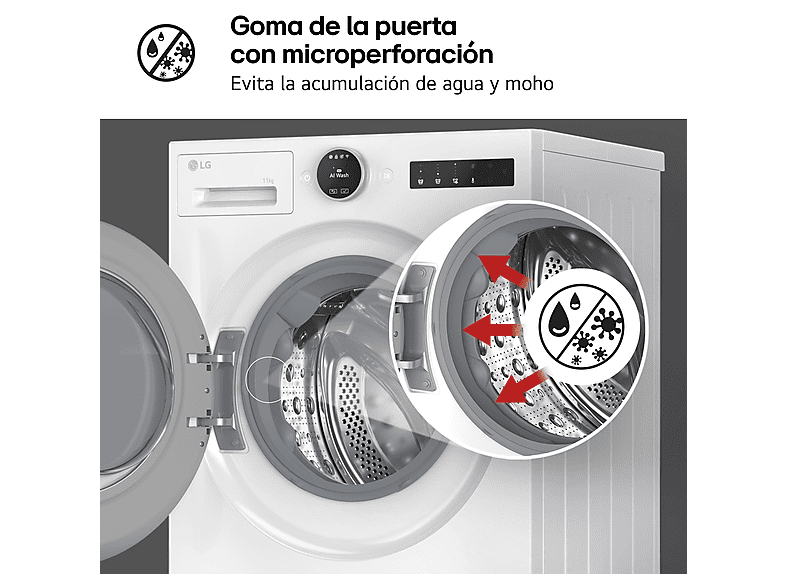 Lavadora carga frontal - LG F4X7011TWS, 11 kg, 1400 rpm, 23 programas, TurboWash 360º, Selector LCD, Clase A-40%, Blanco