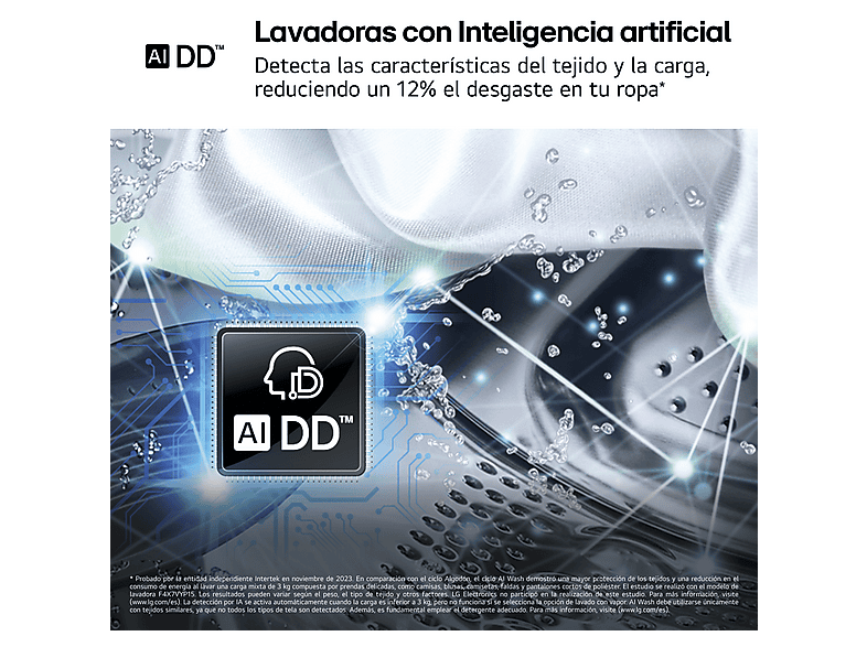 Lavadora carga frontal - LG F4X7511TWS, 11 kg, 1400 rpm, 23 programas, Autodosificación, Selector LCD, Clase A-30%, Blanco