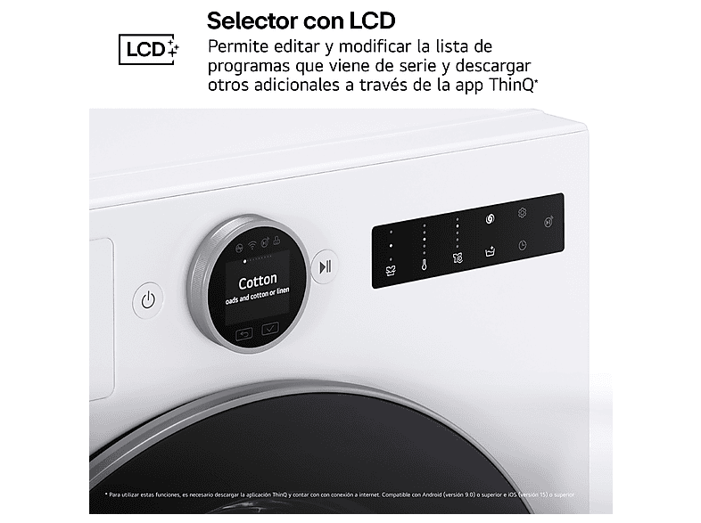 Lavadora carga frontal - LG F4X7511TWS, 11 kg, 1400 rpm, 23 programas, Autodosificación, Selector LCD, Clase A-30%, Blanco