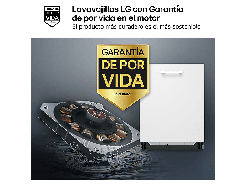 Lavavajillas integrable - LG DB597TXS, 14 servicios, 10 programas, 60 cm, TrueSteam™, EasyRack™, Sin panelar