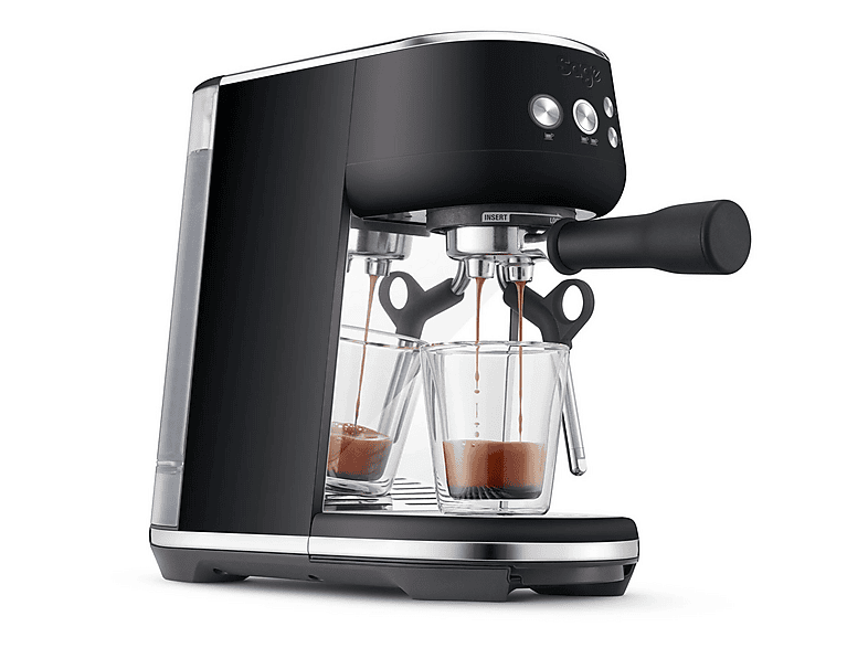 Cafetera express - Sage the Bambino®, 9 bar, 1600 W, 2 tazas, ThermoJet®, Microespumado Manual, Trufa negra