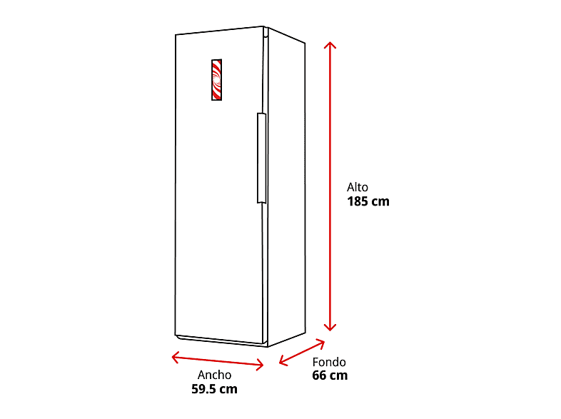 Frigorífico una puerta - Infiniton CL-360L85PEH, 185 cm altura, 375 l, No Frost Metal Technology, Stone Outlook