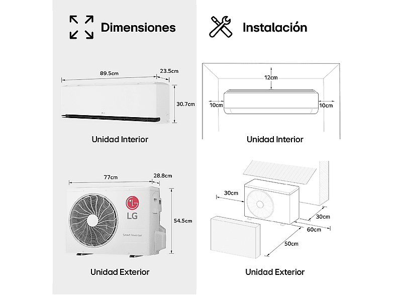 Aire acondicionado Split 1 x 1 - LG MAGNA12LX, 3010 fg/h, WiFi, Freeze Cleaning, Blanco