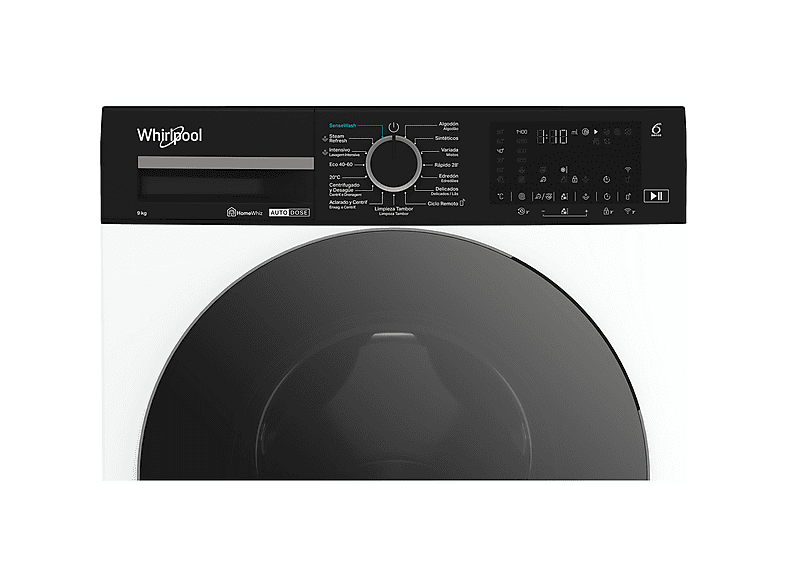 Lavadora carga frontal - Whirlpool WPM 911W ADS SPT, 9 kg, 1400 rpm, 18 Programas, Adaptative Wash, Tecnología 6th Sense, Blanco