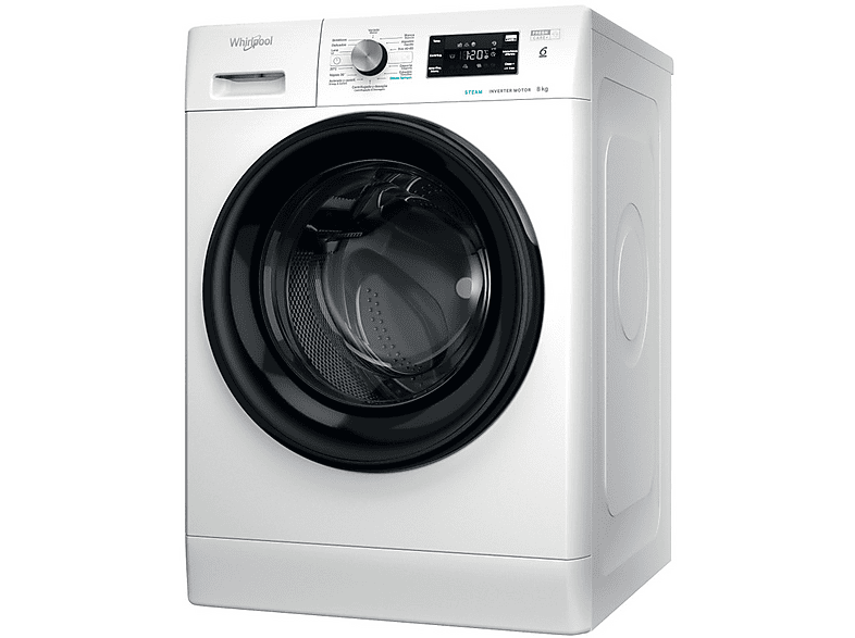Lavadora carga frontal - Whirlpool FFB 8489 BV SPT, 8 kg, 1400 rpm, 14 Programas, Fresh Care+, Tecnología 6th Sense, Motor Inverter, Blanco
