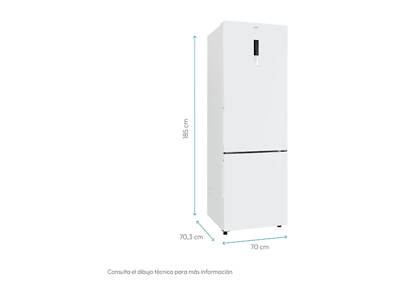Frigorífico combi - Candy CCG5T718EW1, No Frost, 185.5 cm, Ancho especial 70 cm, 442 l, Tecnología Circle Fresh, Blanco