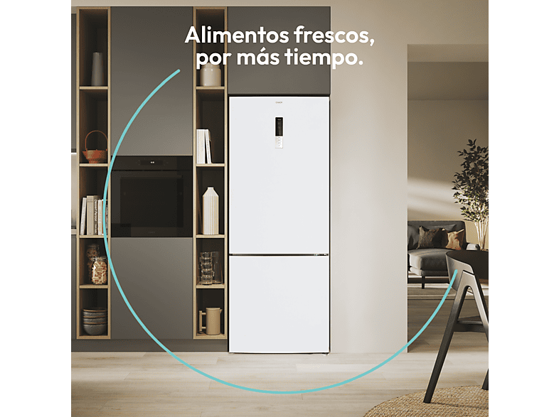 Frigorífico combi - Candy CCG5T718EW1, No Frost, 185.5 cm, Ancho especial 70 cm, 442 l, Tecnología Circle Fresh, Blanco